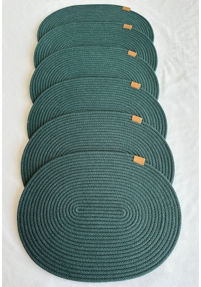 Jüt Amerikan Servis Sofra Altlığı, Masa Dekoru Supla Oval 30x40 6lı Koyu Yeşil