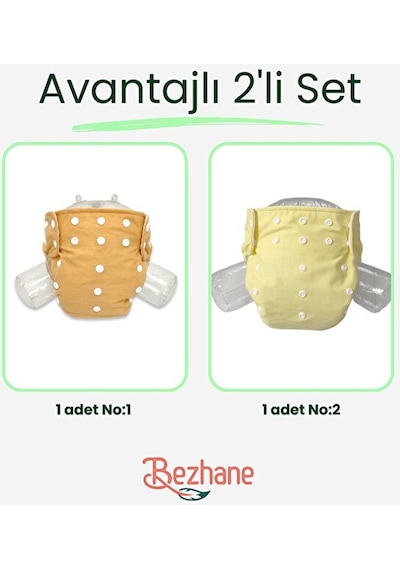 Baby Avantajlı 2'li Set Yıkanabilir Bebek Bezi No:1 - No:2 0 Numara
