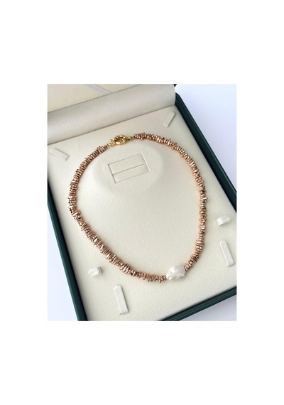 Winter Luxe Kolye Rose Hematit & İnci Yılbaşı Özel Tasarım Gümüş Gümüş