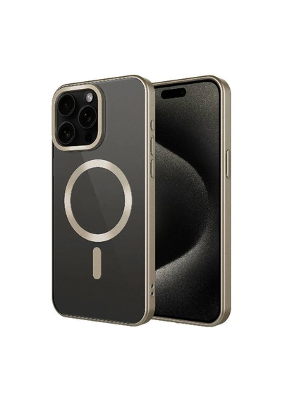 Apple iPhone Uyumlu 15 Pro Max Kılıf Mat Tasarımlı M-safe Wireless Şarj Özellikli Zore Mat Setro Kapak Titanyum
