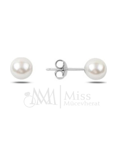 Gümüş İnci Küpe 6 Mm