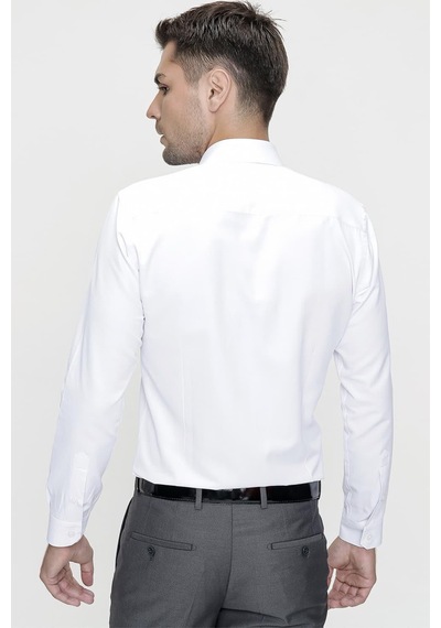 Efor Slim Fit Pamuk Saten Klasik Beyaz Gömlek Gk 624 Beyaz
