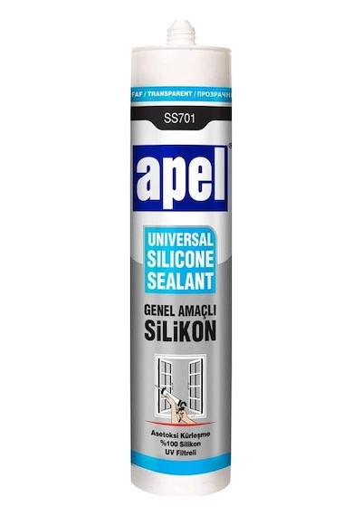 Apel Şeffaf Silikon 250 Ml + Silikon Tabancası Plastik Set Şeffaf