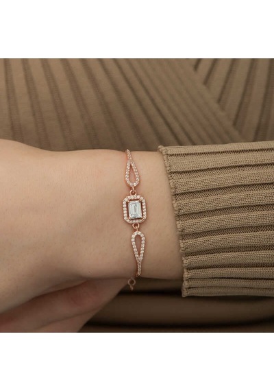 Gümüş Rose Dikdörtgen Baget Bileklik Çok Renkli 59054879