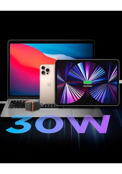 30w Usb-c Mini Hızlı Şarj Aleti Samsung Uyumlu Pps Gan Destekli Akım Korumalı Güç Adaptörü Type-c Black