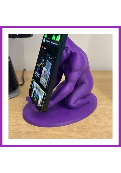 Bezos 3d Baskı Goril Telefon Tutucu - Kaslı Goril Masaüstü Telefon Standı-mor Bty Standart
