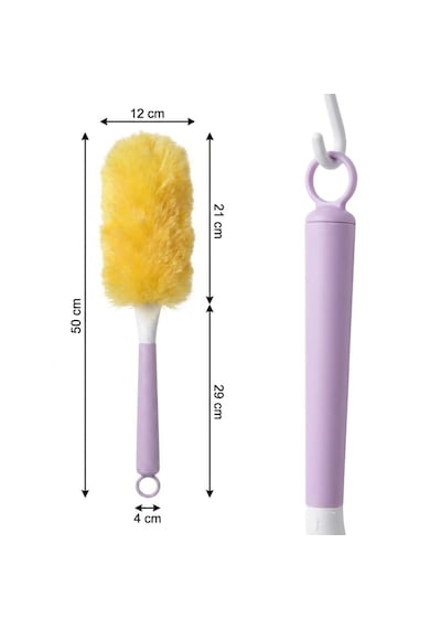 Lunaev Plastik Saplı Toz Alma Fırçası Yıkanabilir Tüylü Temizlik Aparatı