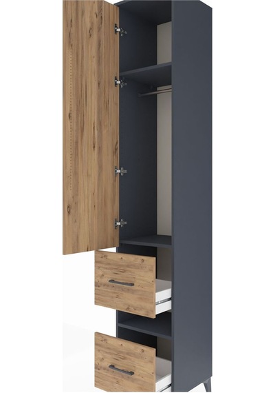 Hyperion Dolap 3 Raflı 2 Çekmeceli Tek Askılı 44x44x243 Antrasit-çam Antrasit Hyperion Dolap 3 Raflı 2 Çekmeceli Tek Askılı 44x44x243 Antrasit-çam Antrasit