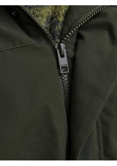 Jack & Jones Erkek Kapüşonlu Uzun Mont Haki Parka 12236096 Haki