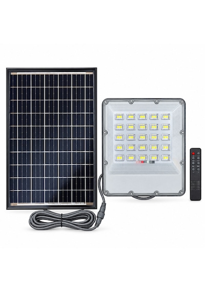 Güneş Enerjili Çift Tarafı Şarjlı Solar Led Projektör 200 Watt Kumandalı Beyaz Işık 200w