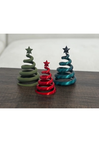 3d Baskı 3lü Spiral Yılbaşı Ağacı Seti Yıldız Tepelikli Masaüstü Süs Diğer