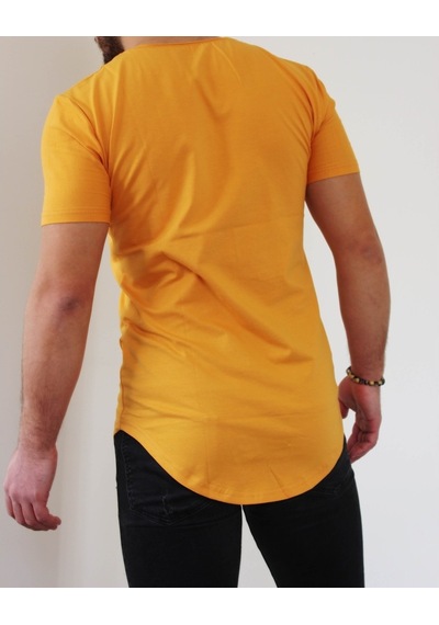 Boldy Erkek Long Fit Tişört Long Tişört Long Kesim Tişört-Hardal