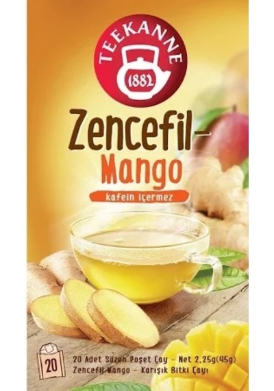 Teekanne 20li Süzen Poşet Bitki Çayi Zencefil Mango Kafein İçermez 45gr 6'li Paket