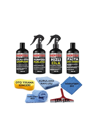 Mertox Oto Temizlik ve Bakım Seti Şampuan+torpido+hızlıcila+pasta