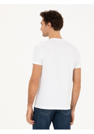 Beyaz Slim Fit Bisiklet Yaka T-shirt 15841036
