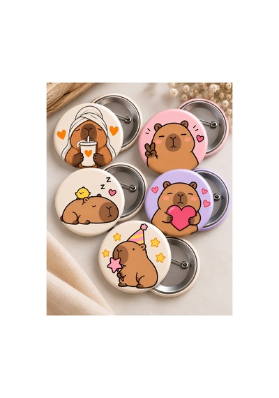 Capybara İğneli Yaka Rozeti 10 Adet Diğer