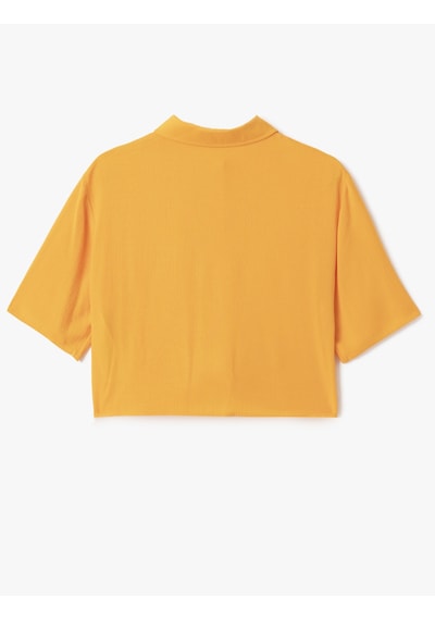 Koton Cep Detaylı Kısa Kollu Viskon Crop Oversize Gömlek Turuncu 5sak60244pw Turuncu