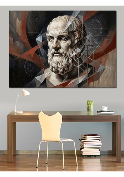 Geometrik Sakallı Bilge Adam Portresi Dekoratif Kanvas - Mdf Ahşap Tablo
