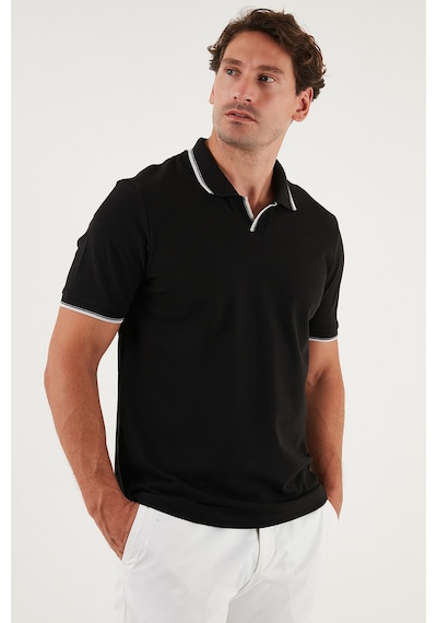 Buratti Pamuklu Regular Fit Şerit Detaylı Erkek Polo Yaka T Shirt 5902964 Siyah