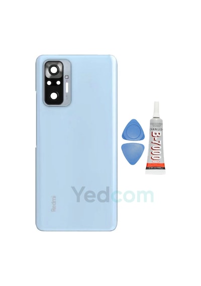 Xiaomi Redmi Note 10 Pro Beyaz Kamera Camlı Arka Cam Batarya Pil Kapağı Telefon Arka Kapak