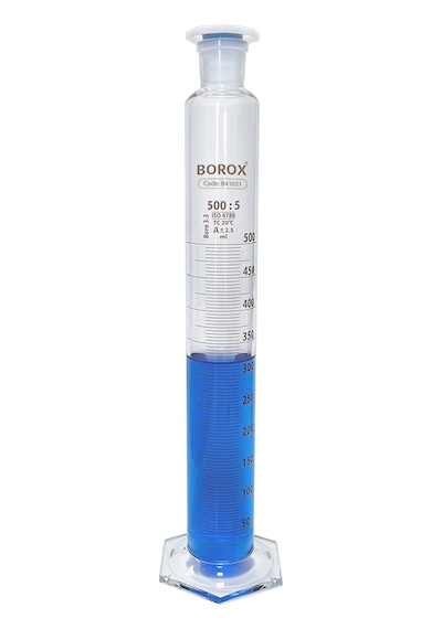 Borox Cam Çalkalamalı Mezür 500 ML Plastik Tıpalı Dereceli
