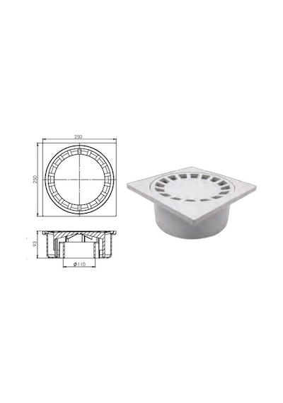Büyük Çamur Yer Süzgeci 25x25 100 Lük Alttan Çıkışlı