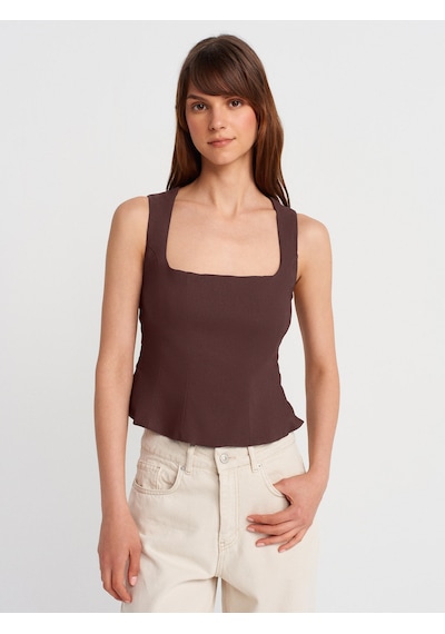 Dilvin 50860 Peplum Korse Top-kahve Kahve