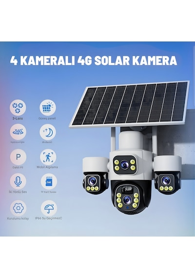 Inox Digital X14 4g E-simli 4 Kameralı Güneş Enerjili Güvenlik Kamerası