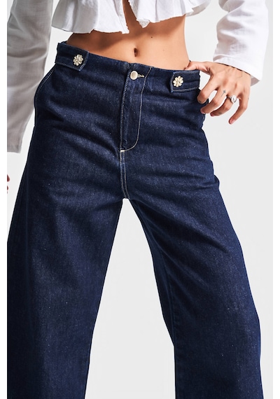 it's basic Kadın İndigo Renk 7s5-50 Culotte Fit Bol Kesim Viskon Koton Kumaş İç Boy 68cm Denim Jean
