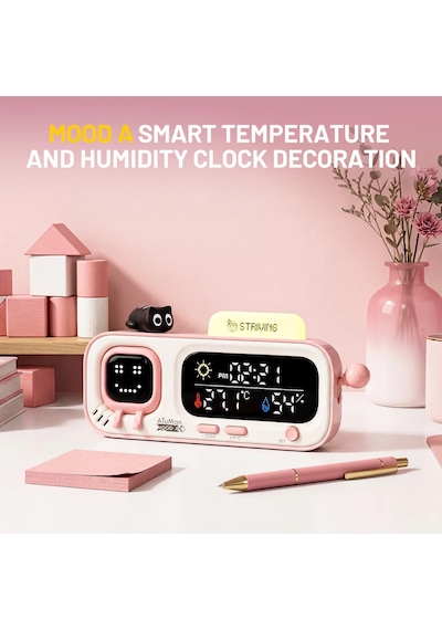 Atuman Mood-a Akıllı Termometre Higrometre Saat Retro Piksel Ekranlı Sıcaklık Nem Ölçer, Usb Şarjlı Masaüstü Akıllı Oda Monitörü, Animasyonlu Dekoratif Ev & Ofis Cihazı Hediyelik Süs Pembe Atuman Mood-a Akıllı Termometre Higrometre Saat Retro Piksel Ekranlı Sıcaklık Nem Ölçer, Usb Şarjlı Masaüstü Akıllı Oda Monitörü, Animasyonlu Dekoratif Ev & Ofis Cihazı Hediyelik Süs Pembe
