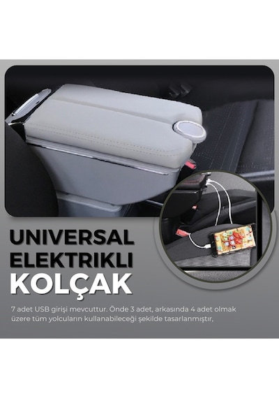 Oto Kolçak Kol Dayama Çift Açılır 7 Usb Girişli Tüm Araçlara