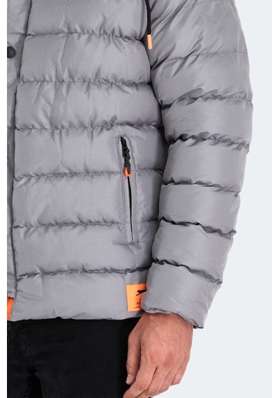 Slazenger Salıne Erkek Kapüşonlu Şişme Gri Mont & Kaban Gri