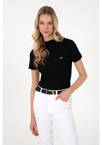 U.S. Polo Assn. Kadın Siyah Dik Yaka Tişört 50312951-VR046