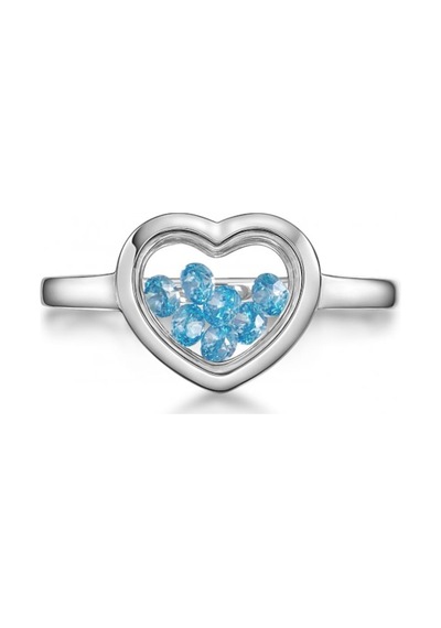 Gümüş Aquamarine Taşlı Kalp Yüzük Sın1386-B Altınsepeti