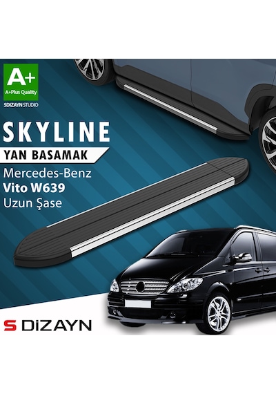 S-dizayn Mercedes Vito W639 Uzun Şase Skyline Krom Yan Basamak 253 Cm 2004-2014 A+ Kalite