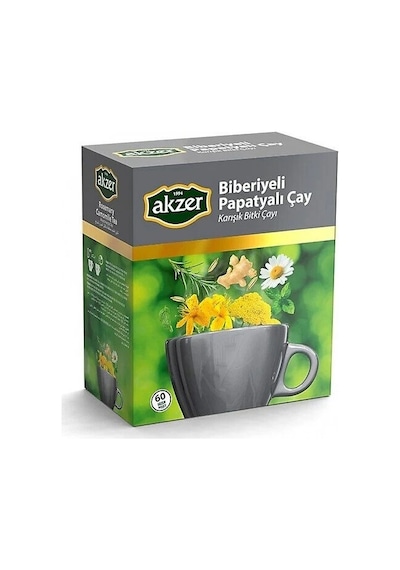 Akzer Biberiyeli Papatyalı Karışık Bitki Süzen Poşet Çay 60 x 1.5 G