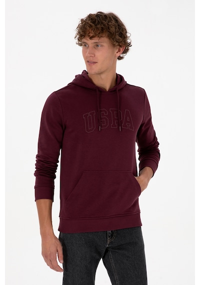 U.S. Polo Assn. Erkek Regular Fit Kapüşonlu Koyu Bordo Basic Sweatshirt 50315663-VR177