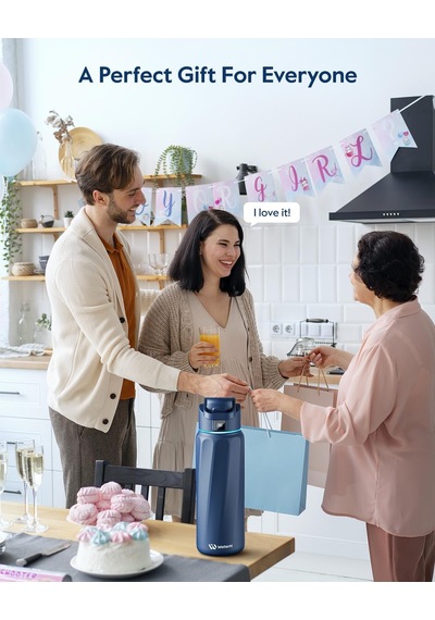 Boost Yalıtımlı Paslanmaz Çelik Akıllı Su Şişesi, 32 Oz Bluetooth Akıllı İzleyici Ve İçki Hatırlatma Mavi