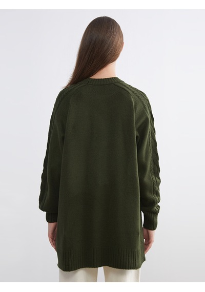 Lcw Modest Yeşil Bisiklet Yaka Kadın Triko Tunik