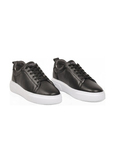 Ayakmod Siyah-beyaz Hakiki Deri Bağcıklı Kalın Rahat Tabanlı Erkek Casual Ayakkabı Sneaker 272303 SİYAH-BEYAZ