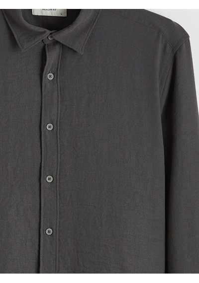 Lcw Vision Antrasit Regular Fit Erkek Krinkle Gömlek