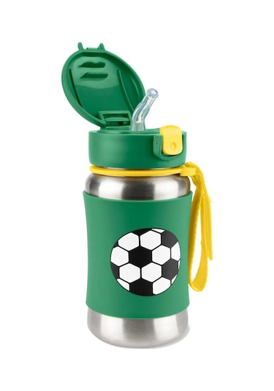 Skip Hop Paslanmaz Çelik Futbol Pipetli Suluk - Yeşil Std Yeşil