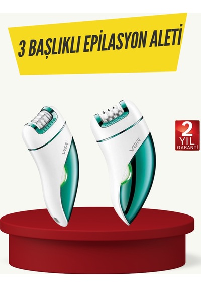 Profesyonel 3 İn 1 Epilasyon Cihazı Led Aydınlatmalı Suya Dayanıklı Şarjlı Vgr Epilatör -
