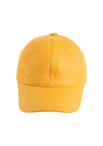 Tezzgelsin Unisex %100 Deri Arkadan Ayarlanabilir Baseball Kep Şapka Sarı