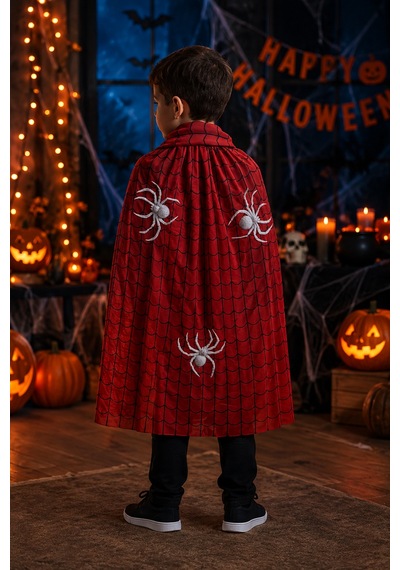 Spider Örümcek Adam Pelerin 75 Cm Çocuk Halloween Kostüm Cadılar Bayramı Parti Örümcek Aksesuarı