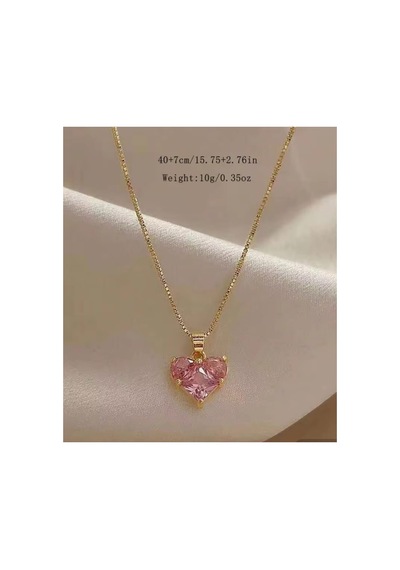 Lunarie Pembe Zirkon Kalp Kolye 14k Gold Kararmaz Çelik Venedik