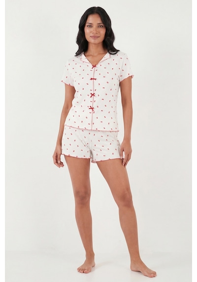 Lela Bayan Pijama Takımı 65770837 Beyaz-kırmızı