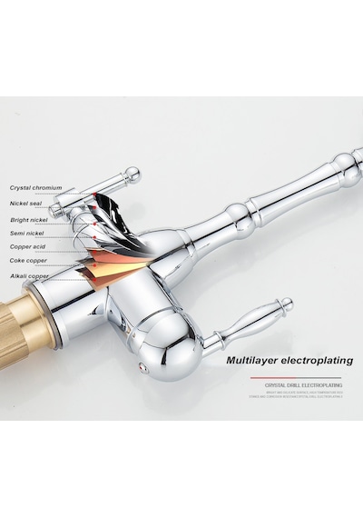 Mutfak Eviye Bataryası Krom Dual Flow Su Arıtma Çıkışlı Krom B04