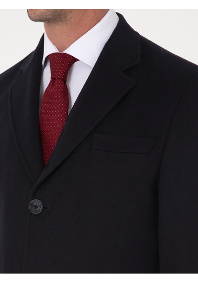 Cacharel Lacivert Ex Slim Fit Yün Karışımlı Palto