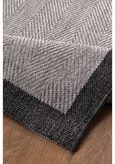 Elit Premium Sisal Jut Halı 1405 Hav Ve Toz Yapmaz Bordürlü Halı Gri-siyah Gri - Siyah